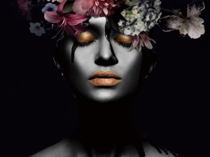 Glassbilde FLOWER WOMAN III 80x80