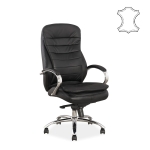 Kontorstol Q-154 sort ekte skinn