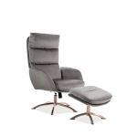 Hvilestol med fotskammel MONROE velvet grå
