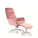 Hvilestol med fotskammel NIXON velvet antikkrosa