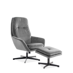 Hvilestol med fotskammel FORD velvet grå