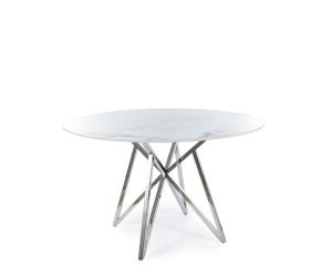 Spisebord MURANO krom + hvit marmor 120 cm