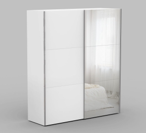 Garderobeskap NEBRASKA hvit + speil 200x230x64 cm